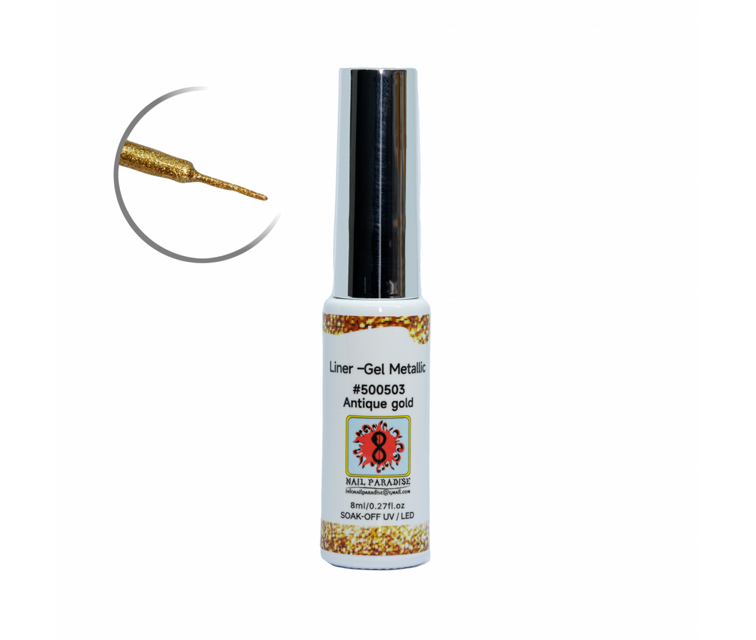 500503 - LINER GEL METALLIC - ANTIQUE GOLD (GLITTER CHROME) 8 ML