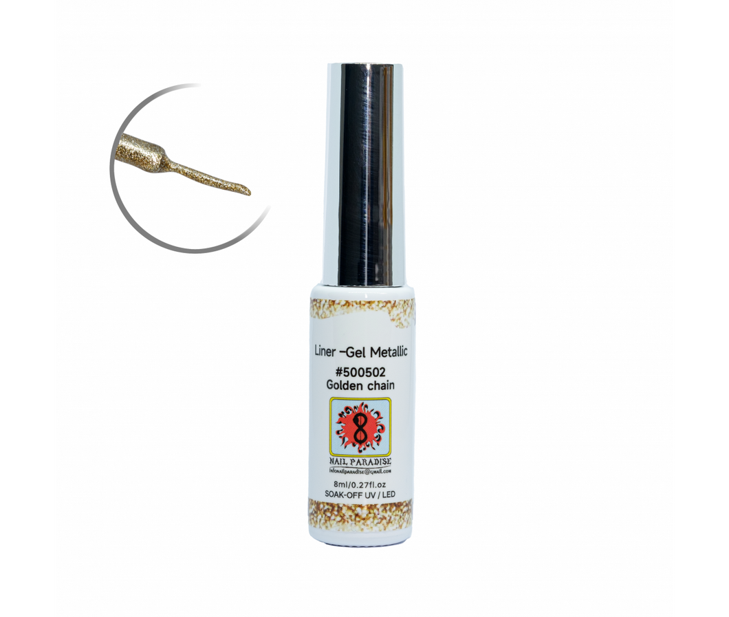 500502 - LINER GEL METALLIC - GOLD CHAIN (GLITTER CHROME) 8 ML