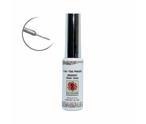 500501 - LINER GEL METALLIC - SILVER CHAIN (GLITTER CHROME) 8 ML